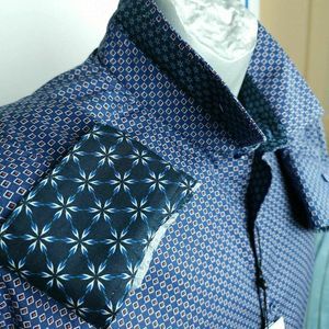Robert Graham Shirt 2XL Blue White Geometric